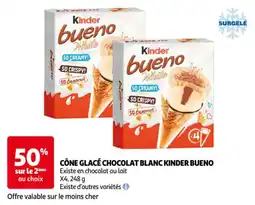 Auchan Cône glacé chocolat blanc kinder bueno aanbieding