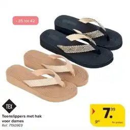 Carrefour Teenslippers met hak voor dames aanbieding