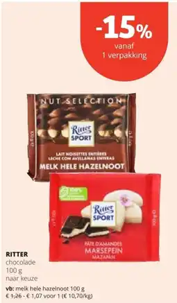 Spar Ritter chocolade aanbieding