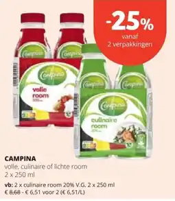 Spar Campina volle, culinaire of lichte room aanbieding