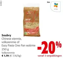 Colruyt Soubry Chinese eiermie, volkorenmie of Eazy Pasta One Pan wokmie aanbieding