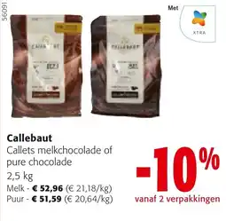 Colruyt Callebaut Callets melkchocolade of pure chocolade aanbieding