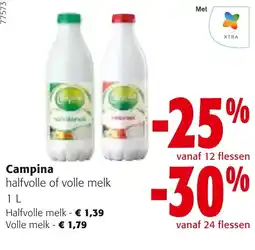 Colruyt Campina halfvolle of volle melk aanbieding