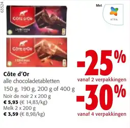 Colruyt Côte d'Or alle chocoladetabletten aanbieding