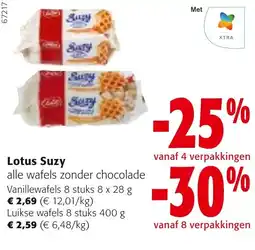 Colruyt Lotus Suzy alle wafels zonder chocolade aanbieding