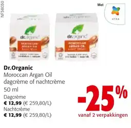 Colruyt Dr.Organic Moroccan Argan Oil dagcrème of nachtcrème aanbieding