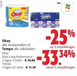 Colruyt Okay alle keukenrollen of Tempo alle zakdoeken aanbieding