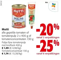 Colruyt Mutti alle gepelde tomaten of tomatenpulp aanbieding