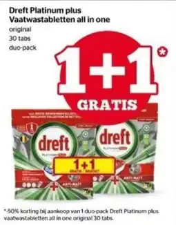 Spar Dreft Platinum plus Vaatwastabletten all in one aanbieding