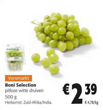 Colruyt Boni Selection pitloze witte druiven aanbieding
