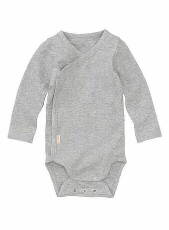 HEMA HEMA Newborn Overslagbody Rib Met Bamboe Stretch Grijsmelange (grijsmelange) aanbieding