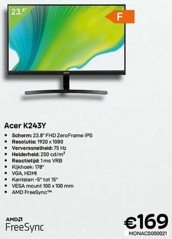 CompuDeals Acer k243y aanbieding