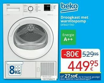 Eldi Beko droogkast met warmtepomp df8421txo aanbieding