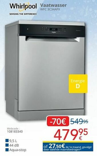Eldi Whirlpool vaatwasser wfc 3c34apx aanbieding
