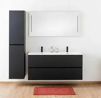 Zelfbouwmarkt Badkamermeubel Puro Mat Zwart 1400mm 2 Wastafels Mat aanbieding