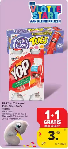 Carrefour Market Mini Yop, P'tit Yop of Petits Filous Tub's Yoplait aanbieding