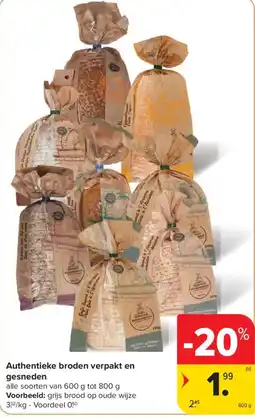Carrefour Market Authentieke broden verpakt en gesneden aanbieding