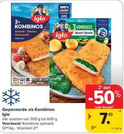 Carrefour Market Gepaneerde vis Kombinos aanbieding