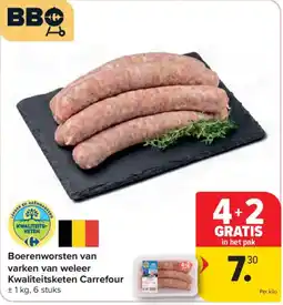 Carrefour Market Boerenworsten van varken van weleer aanbieding