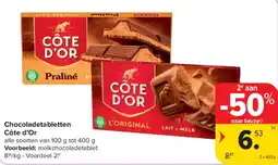 Carrefour Market Chocoladetabletten Côte d'Or aanbieding