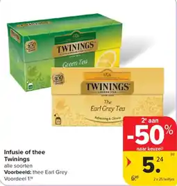 Carrefour Market Infusie of thee Twinings aanbieding