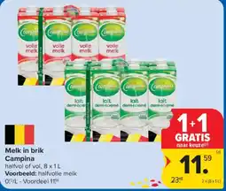 Carrefour Melk in brik Campina aanbieding