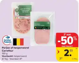 Carrefour Parijse of hespenworst Carrefour aanbieding