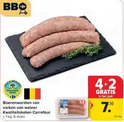 Carrefour Boerenworsten van varken van weleer aanbieding