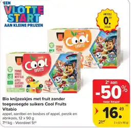 Carrefour Bio knijpzakjes met fruit zonder toegevoegde suikers Cool Fruits aanbieding