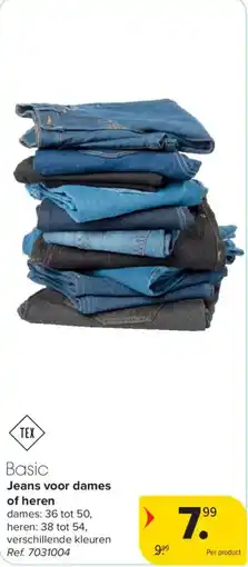 Carrefour Basic Jeans voor dames of heren aanbieding