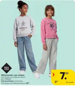 Carrefour Glittersweater voor meisjes aanbieding