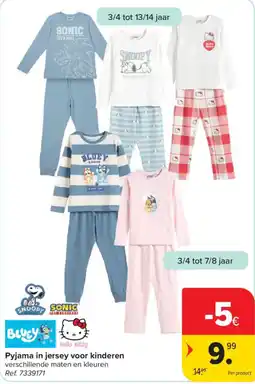 Carrefour Pyjama in jersey voor kinderen aanbieding