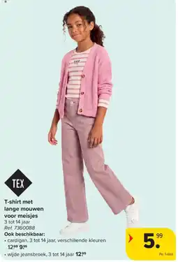 Carrefour T-shirt met lange mouwen voor meisjes aanbieding