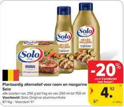 Carrefour Plantaardig alternatief voor room en margarine Solo aanbieding