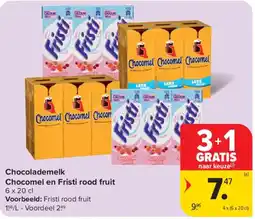 Carrefour Chocolademelk Chocomel en Fristi rood fruit aanbieding