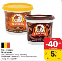 Carrefour Smeer pasta Boerinneke aanbieding