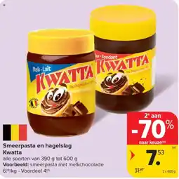 Carrefour Smeerpasta en hagelslag Kwatta aanbieding