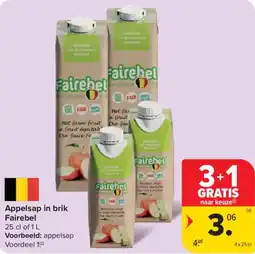 Carrefour Appelsap in brik Fairebel aanbieding