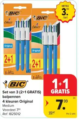 Carrefour Set van 3 (2+1 GRATIS) balpennen aanbieding