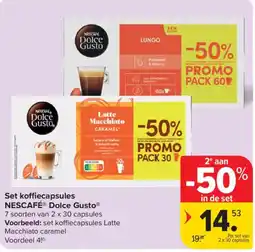 Carrefour Set koffiecapsules Nescafe dolce gusto aanbieding