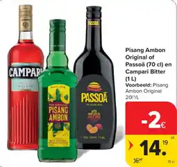 Carrefour Pisang Ambon Original of Passoã en Campari Bitter aanbieding