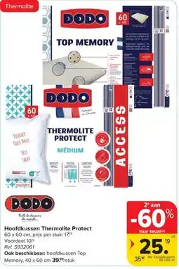 Carrefour Hoofdkussen Thermolite Protect aanbieding