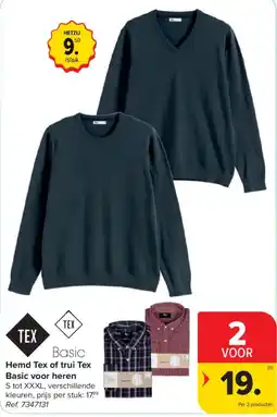 Carrefour Hemd Tex of trui Tex Basic voor heren aanbieding