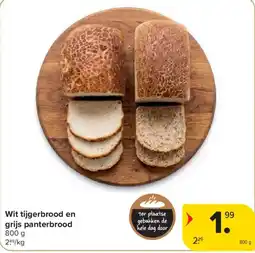 Carrefour Wit tijgerbrood en grijs panterbrood aanbieding