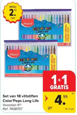 Carrefour Set van 18 viltstiften Color'Peps Long Life aanbieding