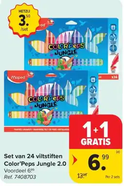 Carrefour Set van 24 viltstiften Color'Peps Jungle 2.0 aanbieding