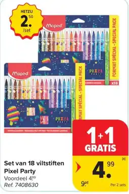 Carrefour Set van 18 viltstiften Pixel Party aanbieding