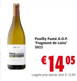 Colruyt Pouilly-Fumé A.O.P. 'Fragment de Loire' 2022 aanbieding