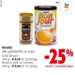 Colruyt Nestlé alle oploskoffie of cups Gold Dessert aanbieding