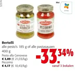 Colruyt Bertolli alle pesto's 185 g of alle pastasauzen aanbieding